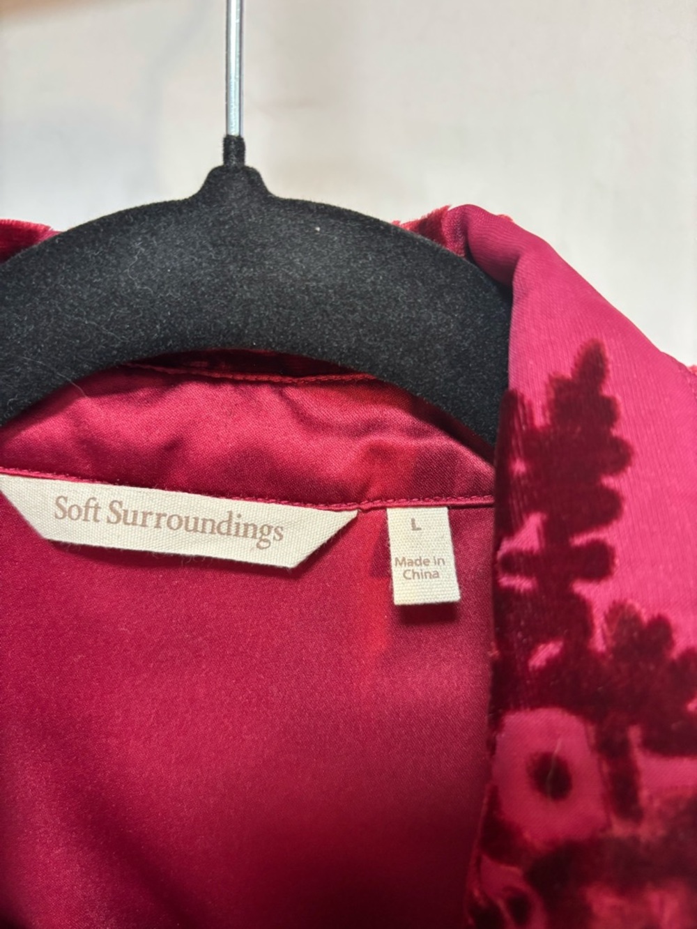 Soft Surroundings burgundy Velvet Burnout Button-Up Shirt Large - Picture 2 of 7